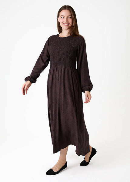 Cobbled Spotty Dress - Chocolate