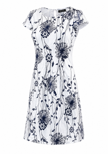 Linen Shift Dandelion Print - White