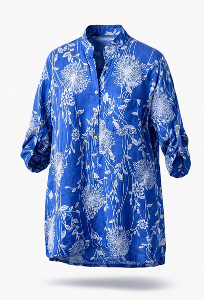 Dandelion Printed Top - Royal Blue