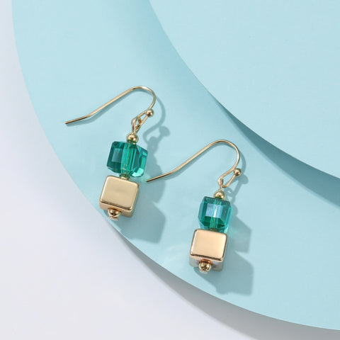 Green & Gold Cube Earrings