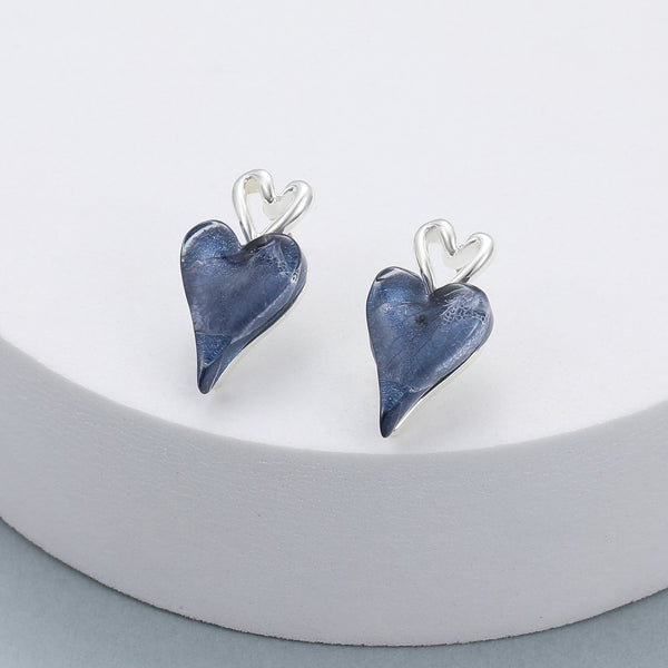 Midnight Blue Heart - Necklace & Earrings