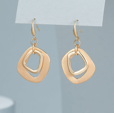 Gold Finish Square Earrings