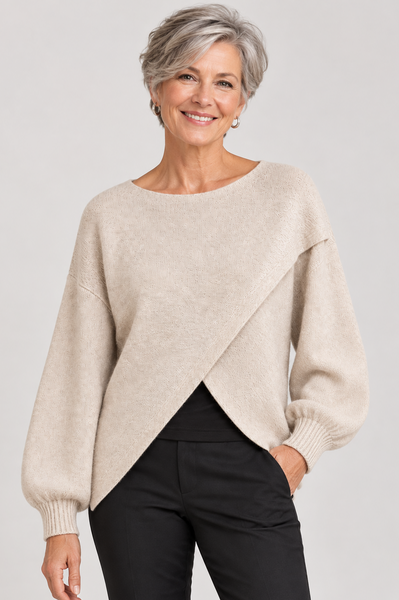 Cross Over Knit - Winter White