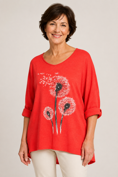 Embellished Dandelion Knit - Coral