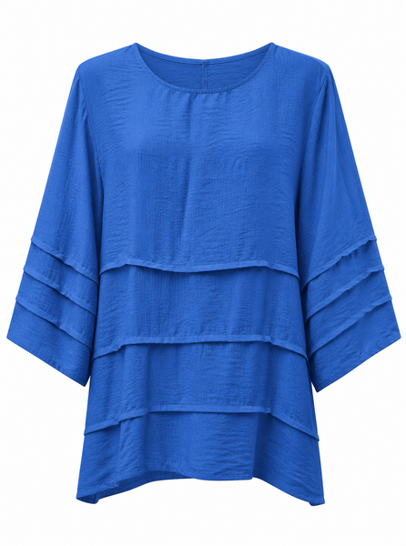 Pin Tuck Plain Top - Royal Blue