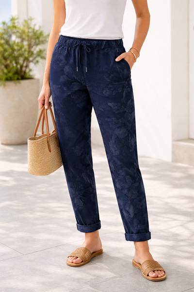 Floral Print Magic Trousers - Navy