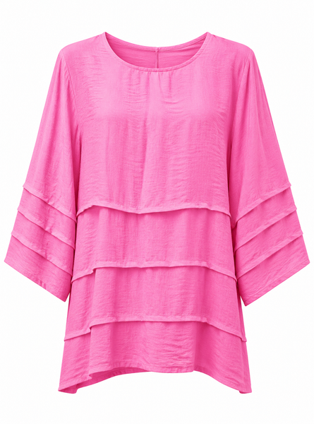 Pin Tuck Plain Top - Fuchsia