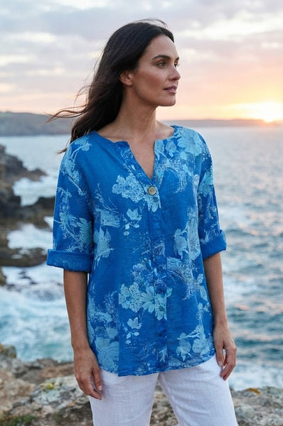 Floral Print Top New - Blue