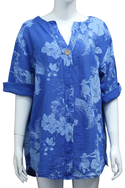 Floral Print Top New - Blue