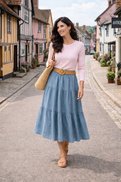 Belted Skirt - Denim