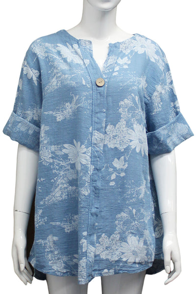 Floral Print Top New - Denim