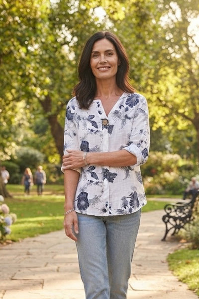 Floral Print Top New - White