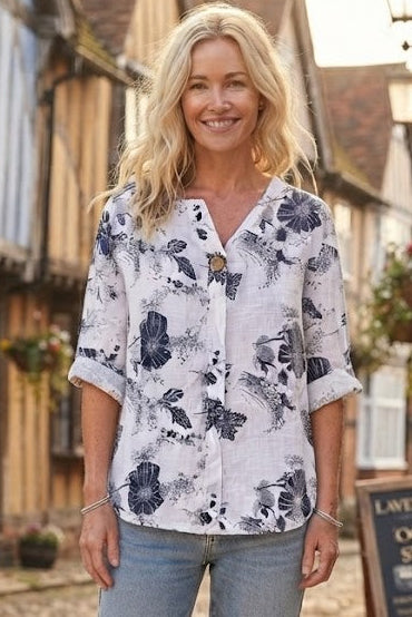Floral Print Top New - White