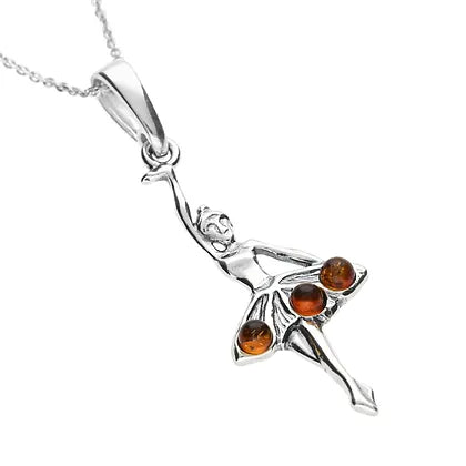 Amber 925 Silver Ballet Dancer Pendant