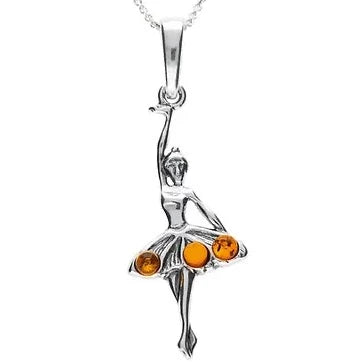 Amber 925 Silver Ballet Dancer Pendant