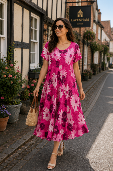 Bold Daisy Dress - Fuchsia