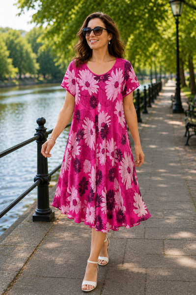 Bold Daisy Dress - Fuchsia