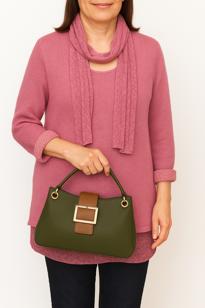 Leather-effect Slouch Shoulder Bag - Green
