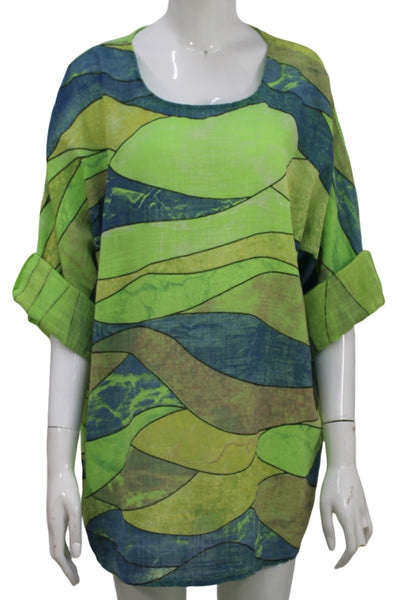 Wave Print Top - Green