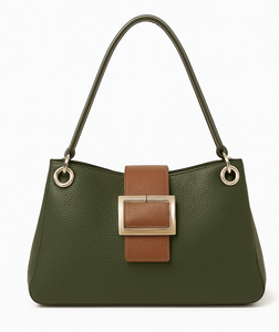Leather-effect Slouch Shoulder Bag - Green