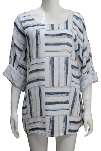 Geometric Squares Top - White