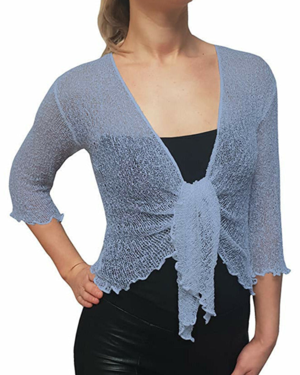 Knitted Shrug Cardigan - Denim