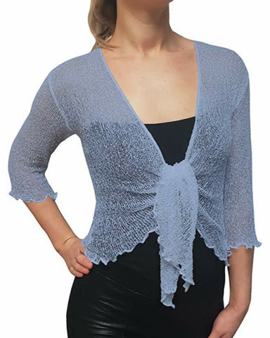 Knitted Shrug Cardigan - Denim