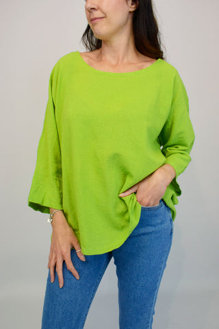Oversized Italian Linen Top - Apple