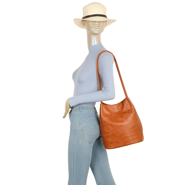 Soft Slouchy Shoulder  Bag - Brown