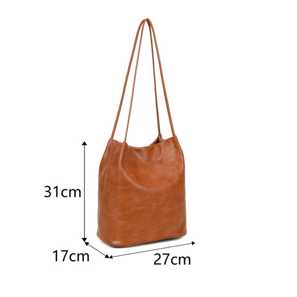 Soft Slouchy Shoulder  Bag - Brown