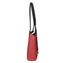 Italian Leather Pebble-Dash Backpack - Red & Black