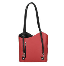 Italian Leather Pebble-Dash Backpack - Red & Black