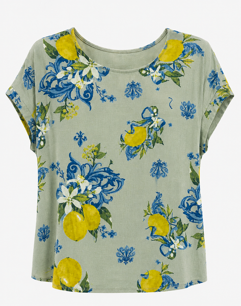 Lemon Print Top - Khaki