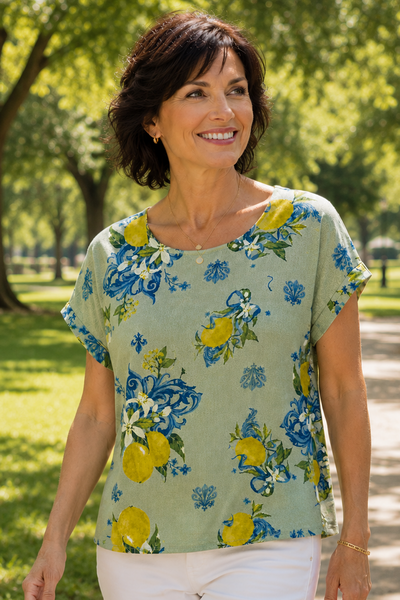 Lemon Print Top - Khaki