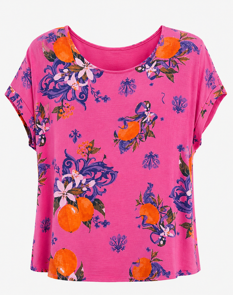 Lemon Print Top - Fuchsia