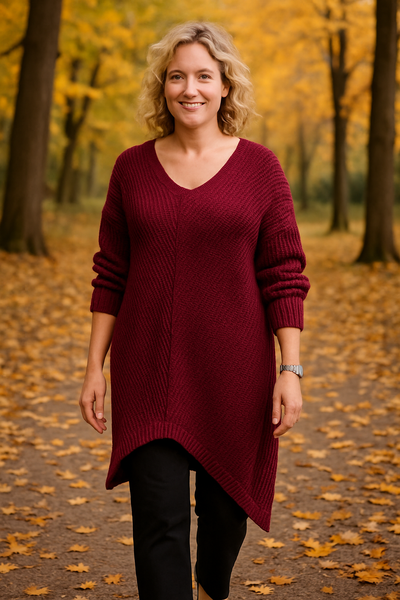 Cable Knit Tunic - Magenta