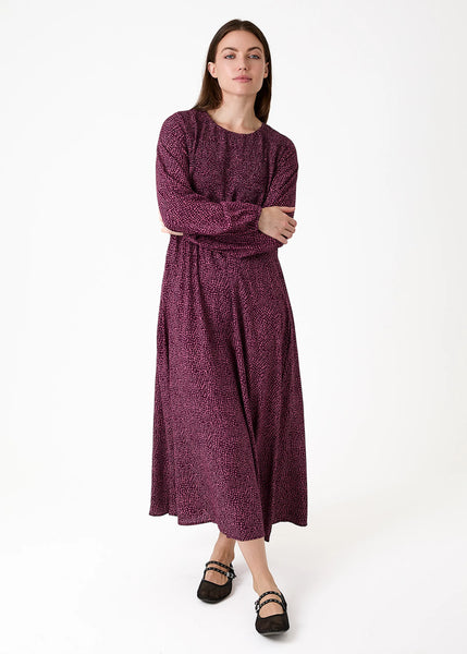 Cobbled Spotty Dress - Berry