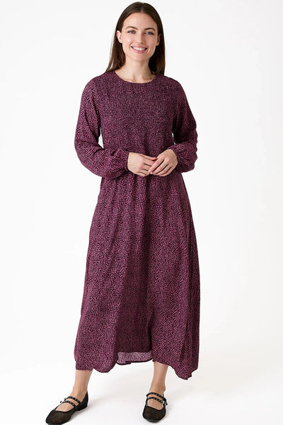 Cobbled Spotty Dress - Berry