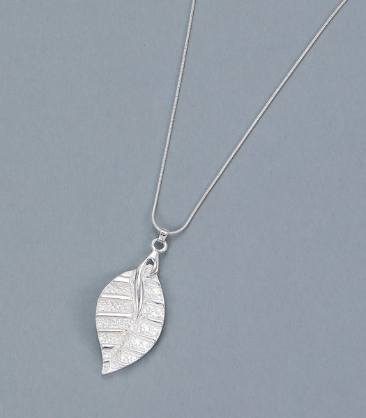 Matt Leaf Silver Necklace