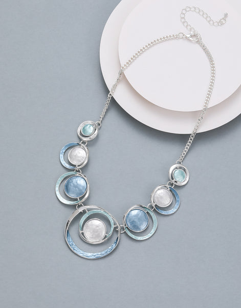 Marine Blue & Green Circles - Necklace & Earrings