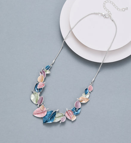 Multi Coloured Leaves - Necklace & Earrings