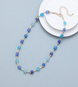 Blue Aqua Cubes - Necklace & Bracelet