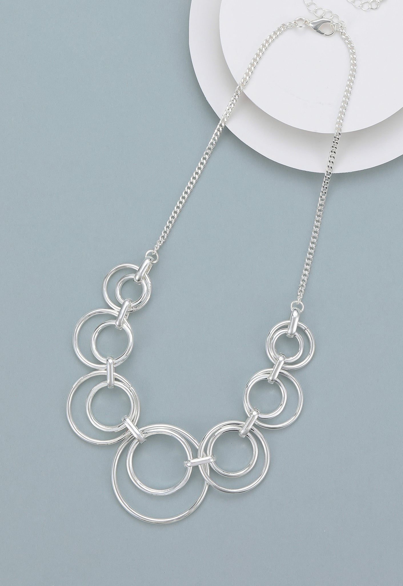 Silver Double Rings Necklace
