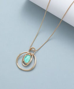 Oval Necklace with Green Stone