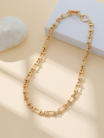 Gold Finish Linked Chain Necklace