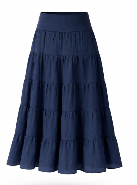 Tiered Maxi Skirt - Navy
