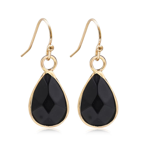 Coloured Stone Fashion Earrings - Black Ebony