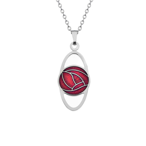 Rennie Mackintosh Oval Rose Necklace - Red