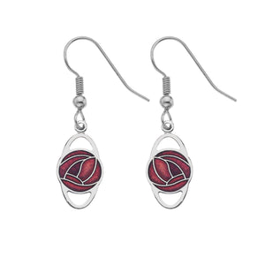 Rennie Mackintosh Oval Rose Earrings - Red