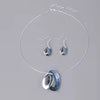 Double Oval Necklace & Earrings - Blue/Silver